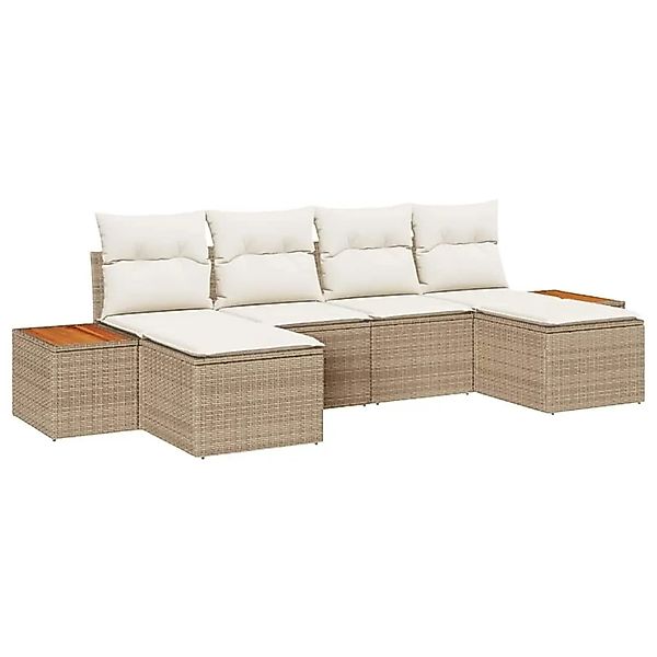 vidaXL Gartensofa-set mit Kissen 6-Tlg Beige und Creme Poly-Rattan 3356811 günstig online kaufen
