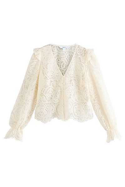 Next Langarmbluse Bluse mit V-Ausschnitt, Paisley-Muster und Spitze (1-tlg) günstig online kaufen
