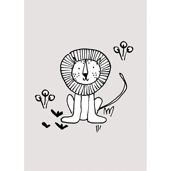 Komar Bild "Scribble Lion" Tiere 1 Stk. tlg. Wandbild zur Dekoration - ohne günstig online kaufen