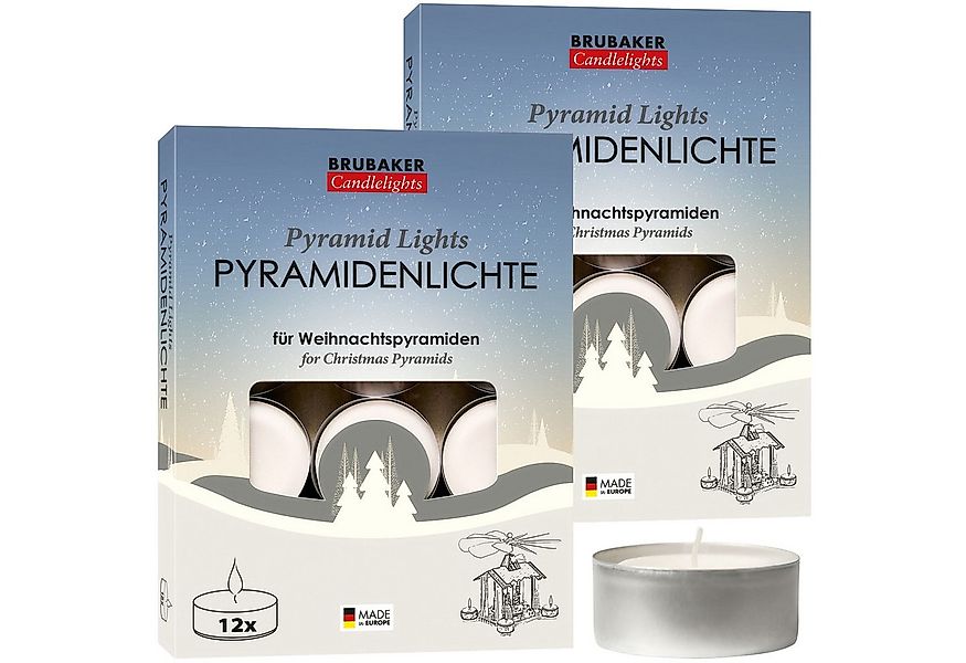 BRUBAKER Teelicht Pyramidenteelichter aus Paraffin mit Metallhülle - Pyrami günstig online kaufen
