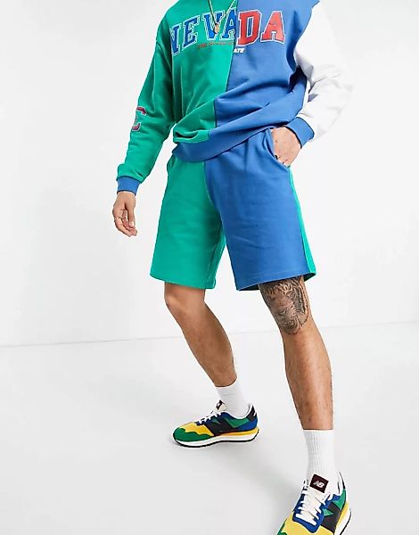 ASOS DESIGN – Oversize-Shorts mit Farbblockdesign, Kombiteil-Grün günstig online kaufen