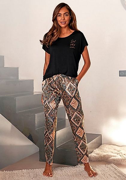 LASCANA Pyjama (Set, 2 tlg) mit edler Satin-Hose günstig online kaufen
