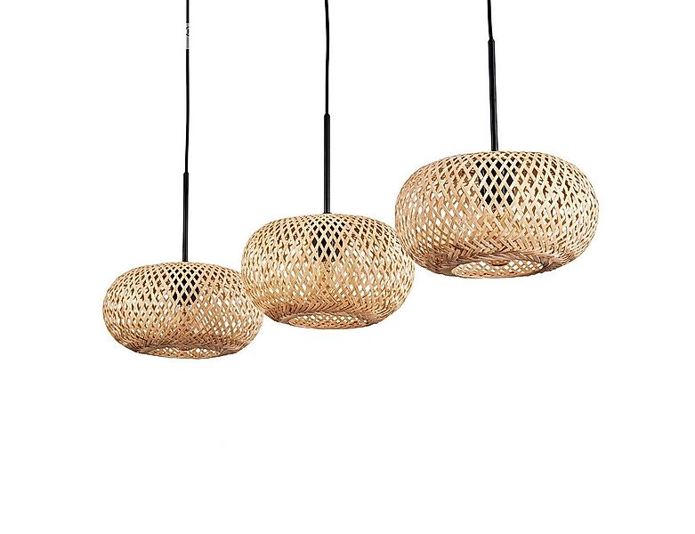 hofstein Hängeleuchte moderne Pendellampe aus Metall/Bambus in Schwarz/Natu günstig online kaufen