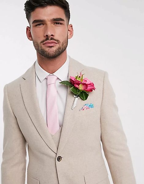 Harry Brown – Wedding – Schmale Anzugjacke aus Tweed-Neutral günstig online kaufen