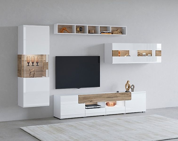 INOSIGN Wohnwand »Toledo,Breite 391cm stilvolle Mediawand ohne Beleuchtung« günstig online kaufen