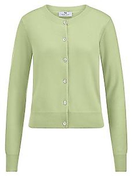 Strickjacke Rundhals-Ausschnitt Peter Hahn grün günstig online kaufen