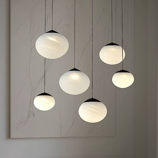 Lucande LED-Hängeleuchte Tivar, 6-flg., schwarz/weiß, Glas günstig online kaufen