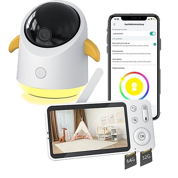 Boifun Video-Babyphone Babyphone mit 2 Kameras 2K/3MP, 5 Zoll WiFi Video Ba günstig online kaufen