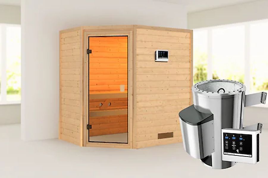 Karibu Sauna »"Juli" mit bronzierter Tür, naturbelassen« aus hochwertiger n günstig online kaufen