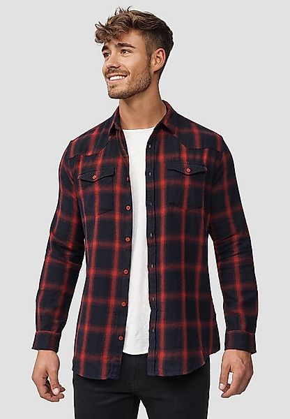 Indicode Langarmhemd Herren Altin Herrenhemd Langarm Flanellhemd im Karo-De günstig online kaufen