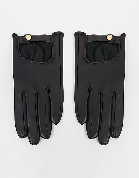 ASOS DESIGN – Schlichte Touchscreen-Lederhandschuhe in Schwarz günstig online kaufen