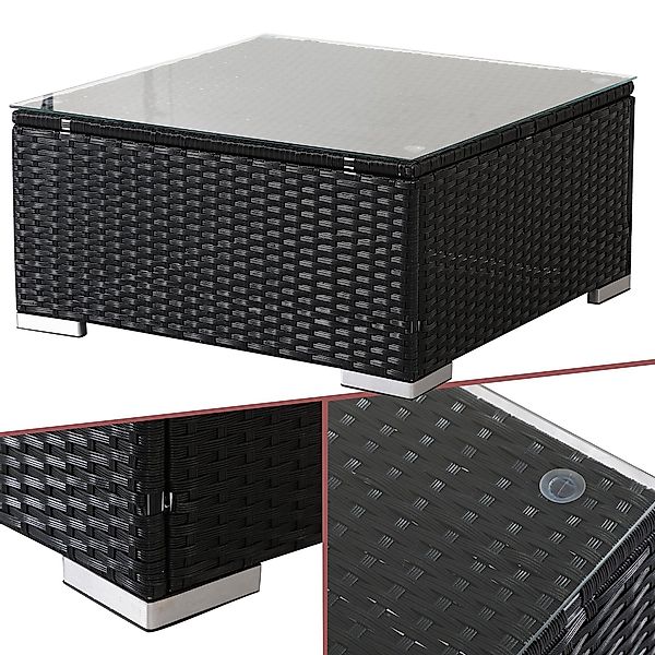 Arebos Gartentisch Polyrattan Glastisch Kaffeetisch Beistelltisch günstig online kaufen