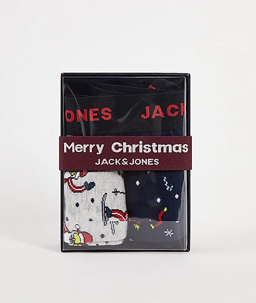 Jack & Jones – Unterhose und Socken in Marineblau mit Weihnachtsmann-auf Sk günstig online kaufen