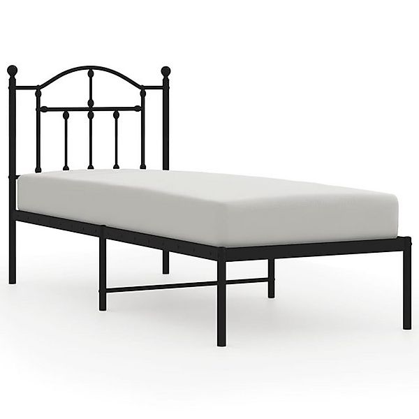 vidaXL Bettgestell, Bettrahmen mit Kopfteil Metall Schwarz 75x190 cm günstig online kaufen