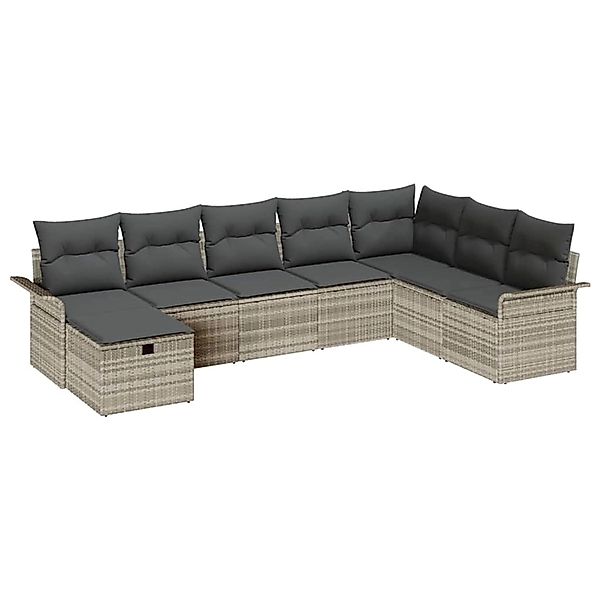 vidaXL Garten-Sofa-Set mit Kissen 8-Tlg Hellgrau Poly Rattan 3360263 günstig online kaufen