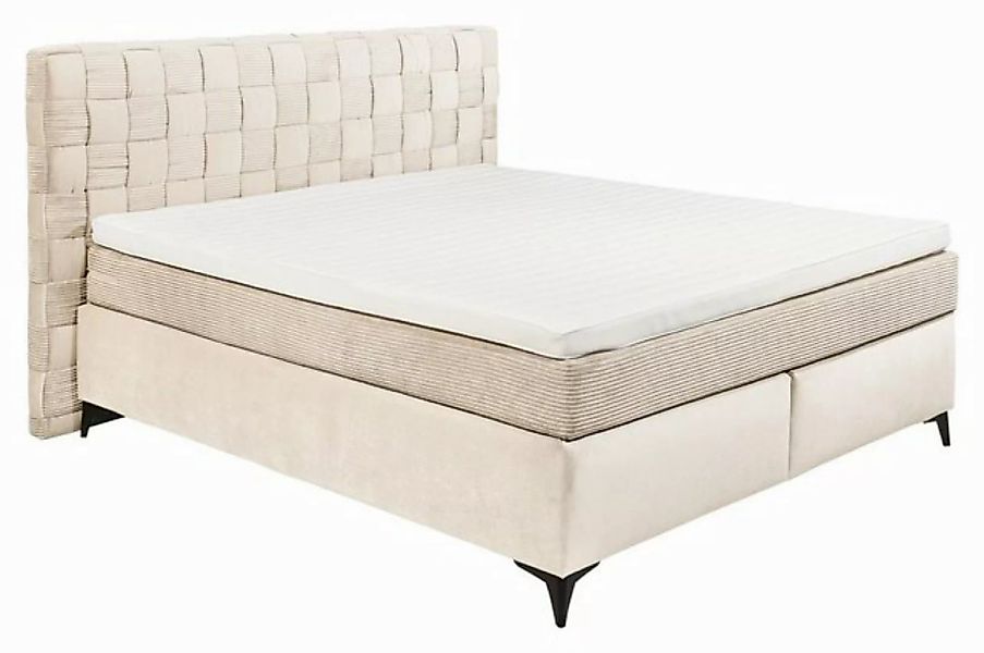 Bett Boxspringbett, PAOLINO, Beige, B 200 cm, T 210 cm günstig online kaufen