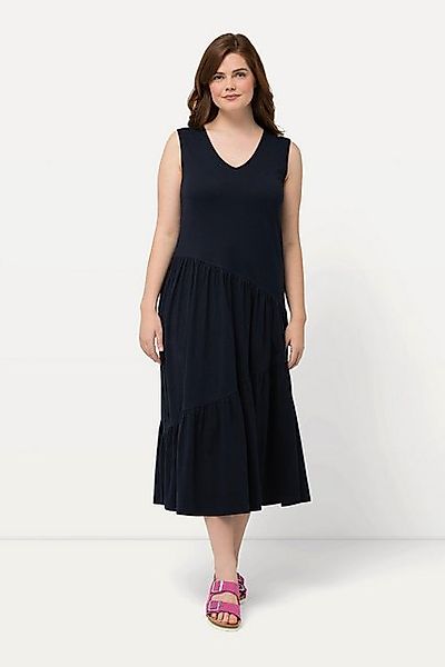 Ulla Popken Midikleid Midikleid A-Linie V-Ausschnitt ärmellos günstig online kaufen