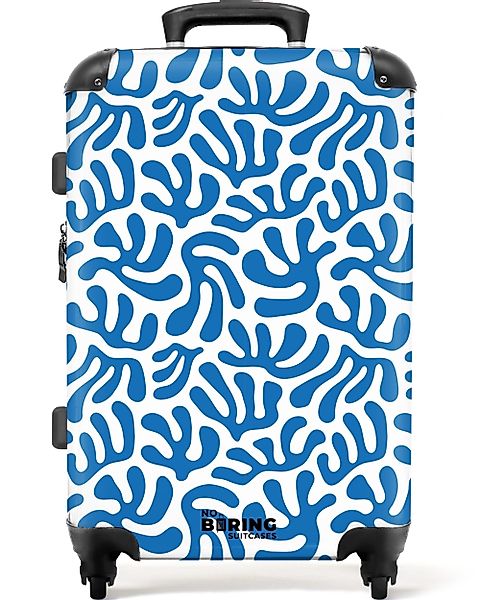 NoBoringSuitcases.com© Hartschalen-Trolley Weiß mit blauem Korallenmuster günstig online kaufen