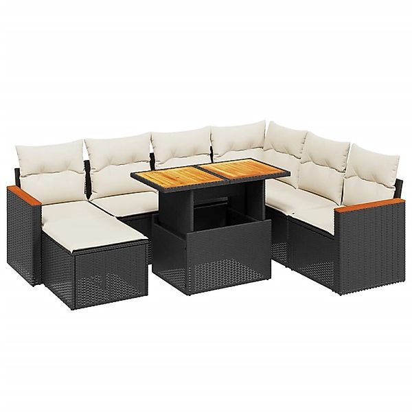 vidaXL 8-Tlg Garten-Sofagarnitur mit Kissen Schwarz Poly Rattan 3276052 günstig online kaufen