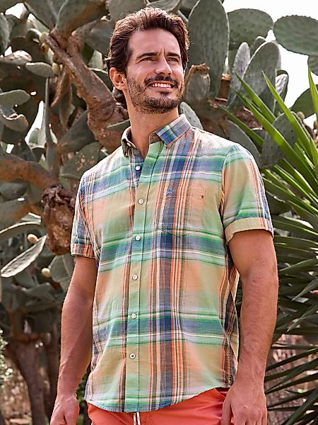 LERROS Kurzarmhemd "LERROS Karohemd in sommerlicher Strukturqualität" günstig online kaufen