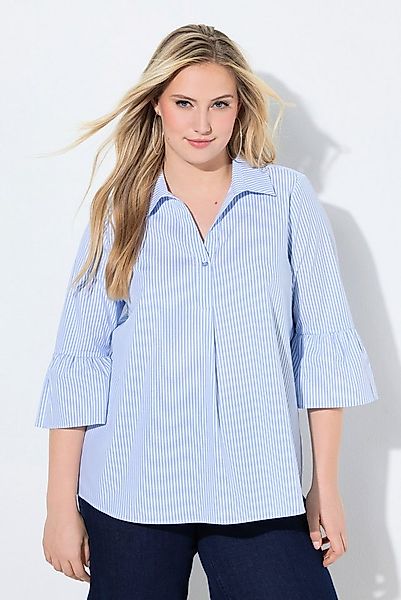 Ulla Popken Tunika Bluse Streifen A-Linie Hemdkragen 3/4-Arm günstig online kaufen
