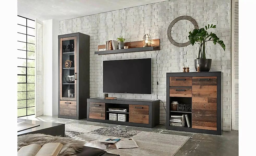 Wohnwand  Bilbao ¦ braun ¦ Maße (cm): B: 330 H: 201 Kommoden & Sideboards > günstig online kaufen