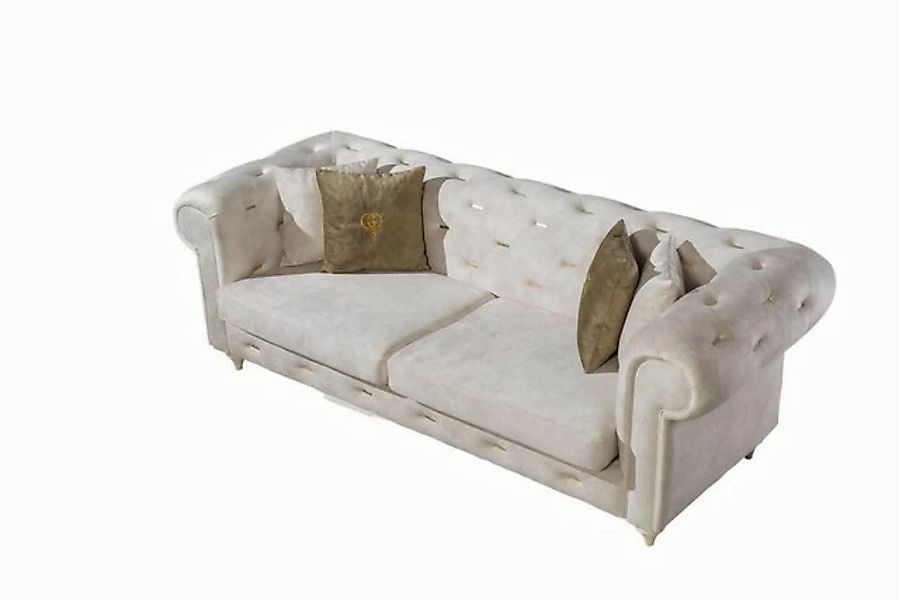 JVmoebel 2-Sitzer Weißer 2-Sitzer Designer Chesterfield Sofa Luxus Wohnzimm günstig online kaufen