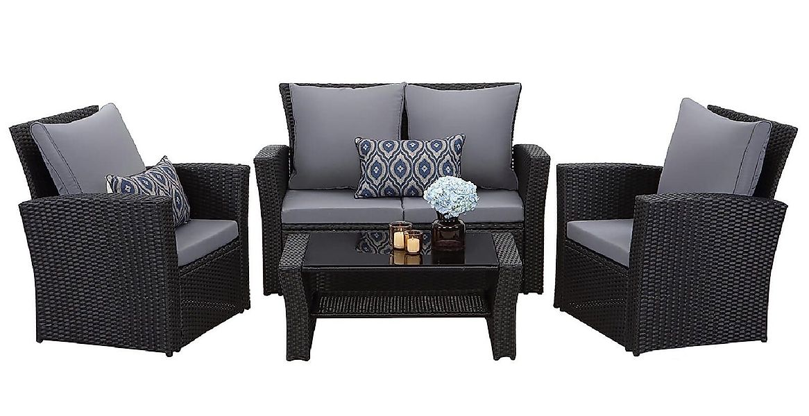 MeXo Gartenlounge-Set Handgefertigtes Poly Rattan Gartenmöbel günstig online kaufen