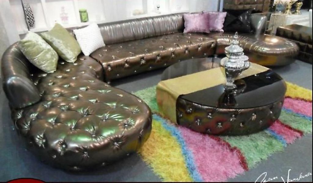 JVmoebel Ecksofa Goldenes Chesterfield Ecksofa U-Form Luxus Couch Wohnlands günstig online kaufen