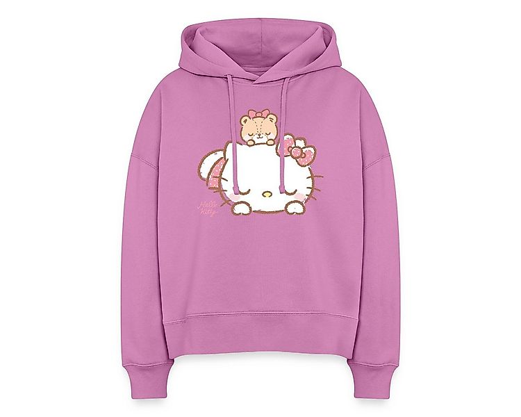 Spreadshirt Hoodie Hello Kitty Mit Teddy Auf Dem Rücken Frauen Boxy Organic günstig online kaufen