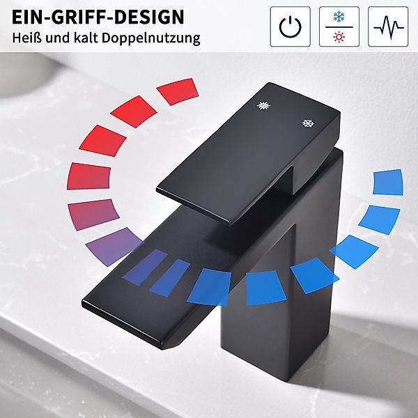 HOMELODY Waschtischarmatur Wasserfall quadratischer Wasserhahn Badarmatur günstig online kaufen