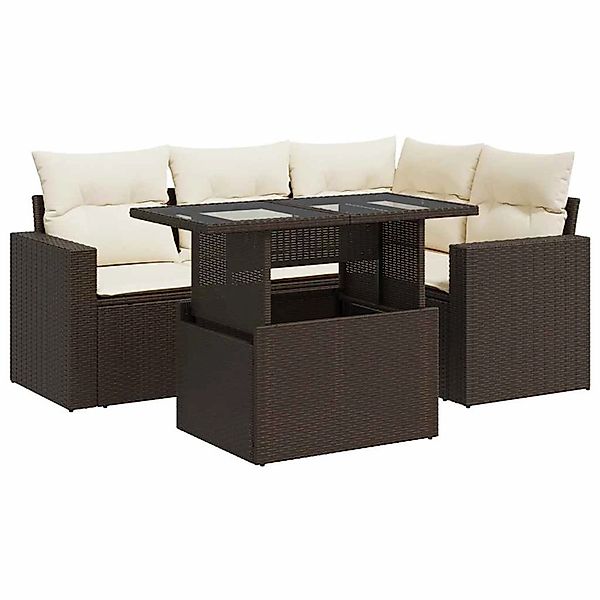 vidaXL 5-Tlg Garten-Sofagarnitur mit Kissen Braun Poly Rattan 3326314 günstig online kaufen