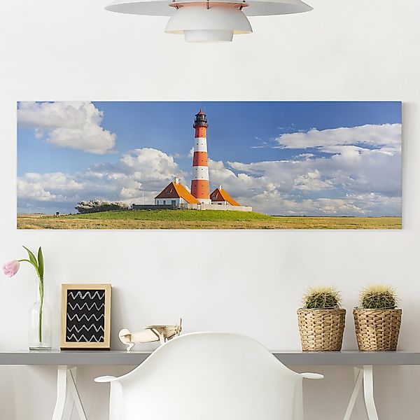 Leinwandbild - Panorama Leuchtturm in Schleswig-Holstein günstig online kaufen