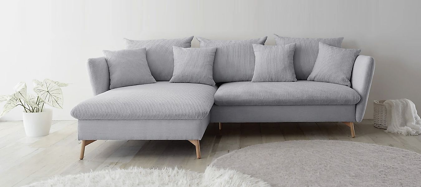 andas Ecksofa "MERLE, 258 cm, L-Form, traumhafter Cord,", mit Bettfunktion günstig online kaufen