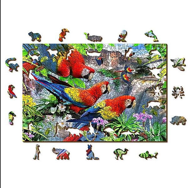 Wooden City Puzzle Holzpuzzle Papageieninsel 500 Teile Exotisches Tiermotiv günstig online kaufen
