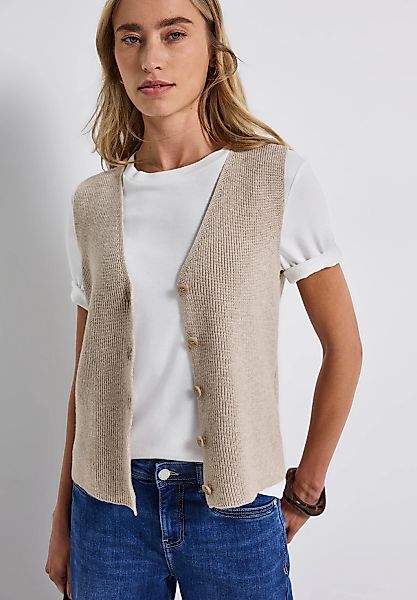 STREET ONE Strickweste, in Ripp-Optik und mit Knopfleiste günstig online kaufen