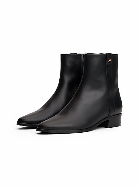 Tommy Hilfiger Stiefelette "TH LEATHER POINTY ZIP BOOTIE", Blcokabsatz, Bus günstig online kaufen