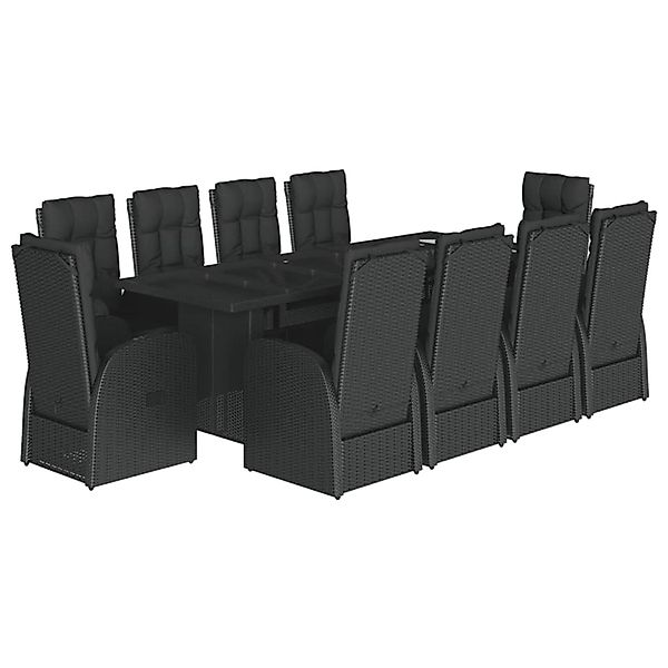 vidaXL 11-Tlg Garten-Essgruppe mit Kissen Schwarz Poly Rattan 3277660 günstig online kaufen