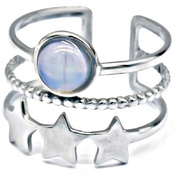 KARMA Fingerring Damenring silber blau Edelstahl günstig online kaufen