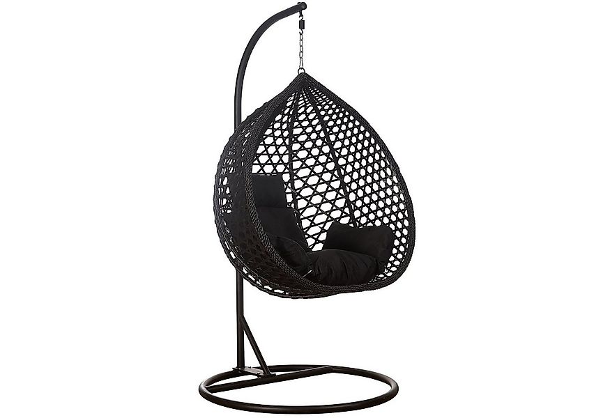 RAMROXX Hängesessel Luxus Style XXL Rattan Korb Gestell Schwarz mit Relaxki günstig online kaufen