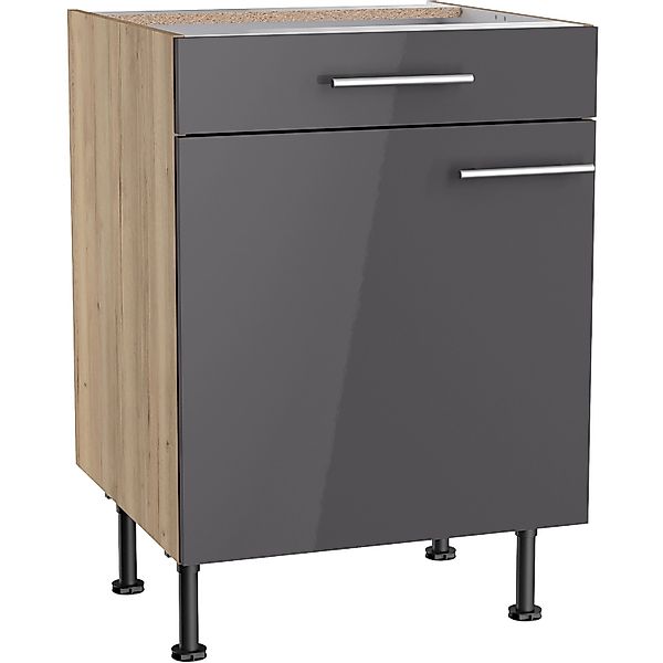 Optifit Küchen-Unterschrank Jonte984 60 cm x 87 cm x 58,4 cm Anthrazit-Wild günstig online kaufen