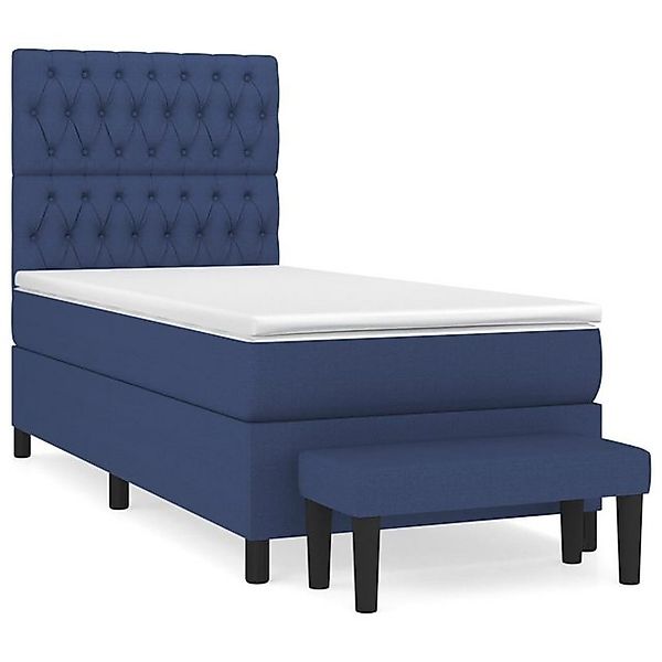 vidaXL Bettgestell Boxspringbett mit Matratze Blau 90x190 cm Stoff Bett Bet günstig online kaufen