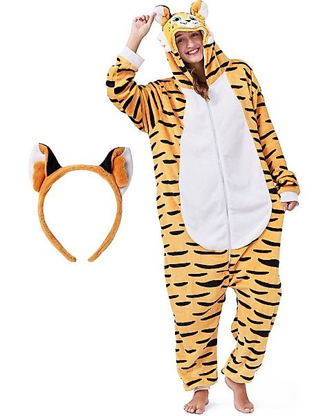 Corimori Partyanzug Flauschiges Tiger-Kostüm mit Haarreif, Jumpsuit, Pyjama günstig online kaufen