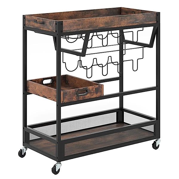 Costway Servierwagen mit Abnehmbarem Tablett 3 Ebenen Braun günstig online kaufen