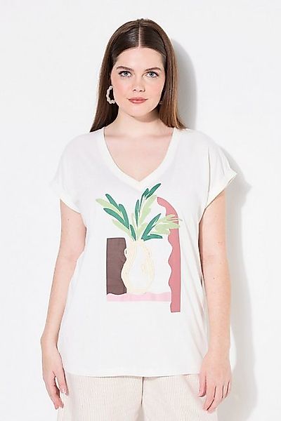 Ulla Popken T-Shirt T-Shirt Stickerei Rundhals Halbarm Biobaumwolle günstig online kaufen