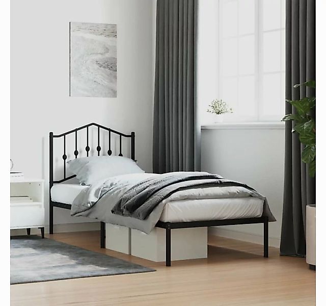 vidaXL Bettgestell Bettgestell mit Kopfteil Metall Schwarz 90x190 cm Bett B günstig online kaufen