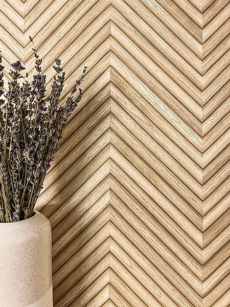 Newroom Vliestapete Yasha Beige Tapete Holztapete Holz,Paneele,Fischgräten, günstig online kaufen