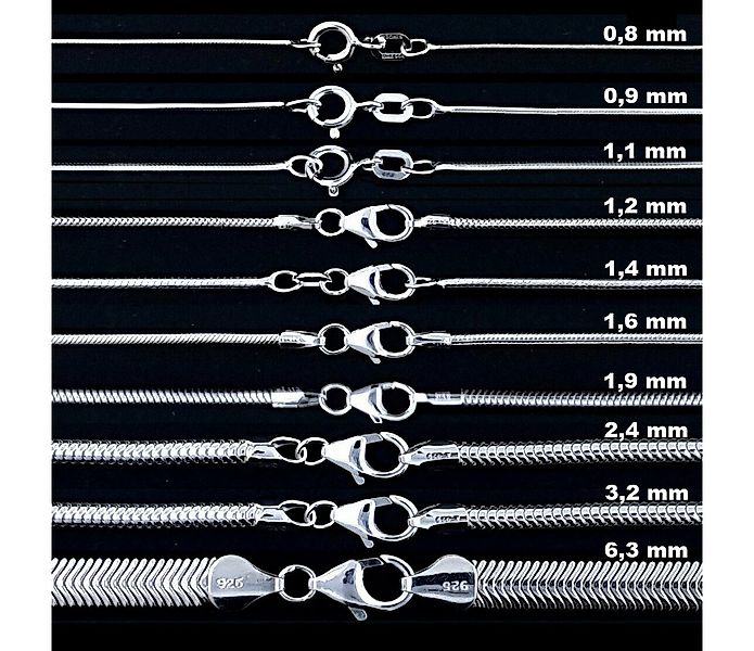 HOPLO Schlangenkette Silberkette Schlangenkette Länge 42cm - Breite 0,9mm - günstig online kaufen