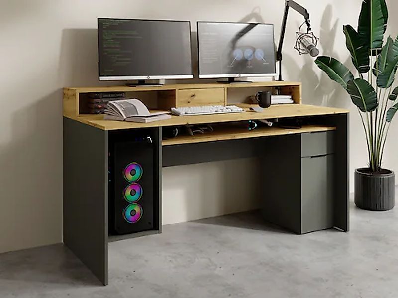 Home affaire Schreibtisch »Peoria«, Gamingtisch mit Schublade und Monitorau günstig online kaufen