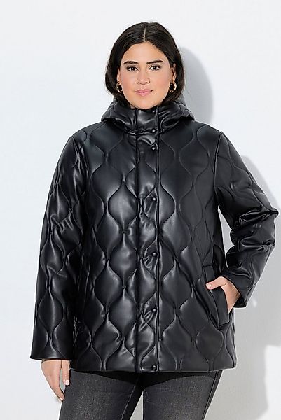 Ulla Popken Steppjacke Lederoptik-Steppjacke Wellenstepp 2-Wege-Zipper günstig online kaufen